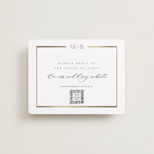This is a cotton rsvp cards with foil pressed by Stacey Meacham called luster printing on signature in standard