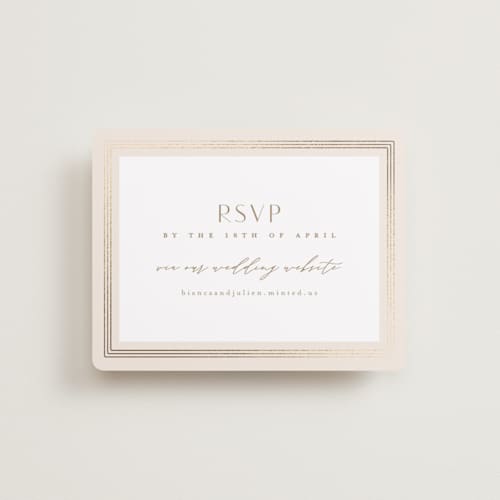 This is a latte rsvp cards with foil pressed by Kristie Kern called soleil printing on signature in standard