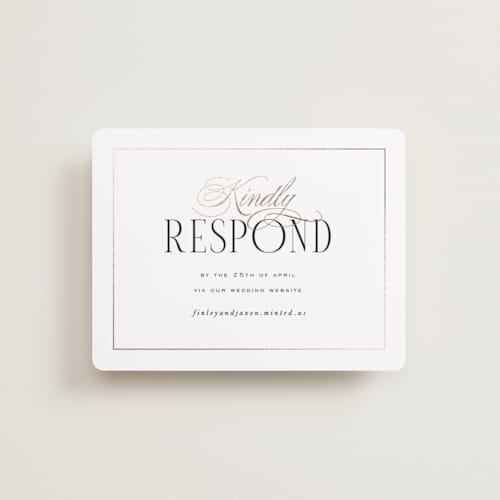 This is a opal rsvp cards with foil pressed by Leah Bisch called unite printing on signature in standard