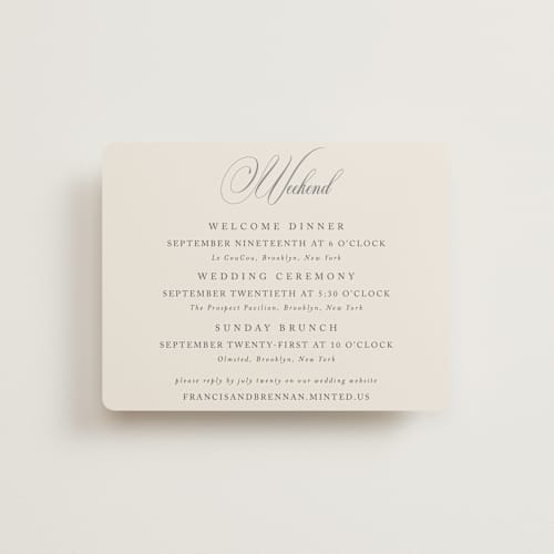 This is a oreo creme rsvp cards with standard by Design Lotus called wonderful tonight printing on signature in standard