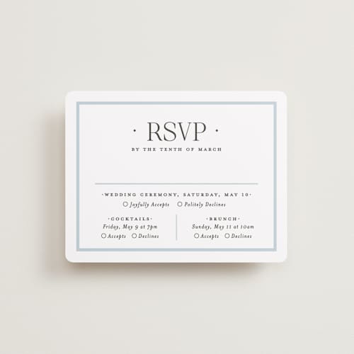 This is a hydrangea rsvp cards with standard by Carolyn MacLaren called dotted classic printing on signature in standard