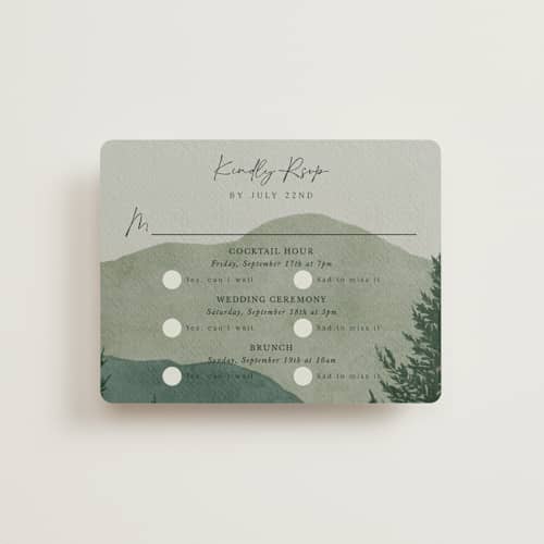 This is a jade rsvp cards with standard by Elly called the forest printing on signature in standard