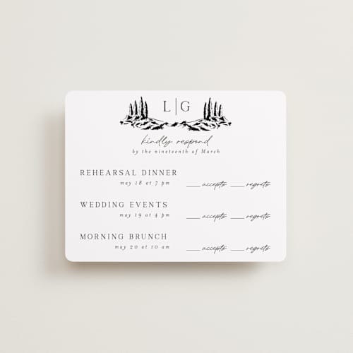 This is a noir rsvp cards with standard by Shiny Penny Studio called countryside villa printing on signature in standard