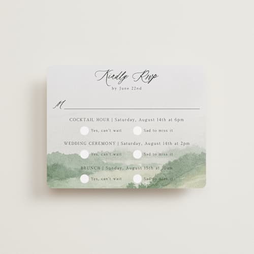 This is a meadow rsvp cards with standard by Elly called the vow printing on signature in standard