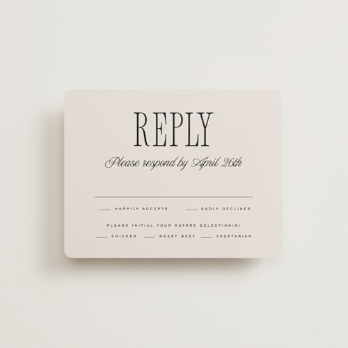 This is a linen rsvp cards with standard by Kelly Schmidt called riviera printing on signature in standard