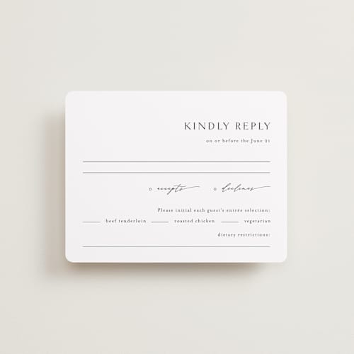 This is a onyx rsvp cards with standard by Jennifer Postorino called graceful printing on signature in standard