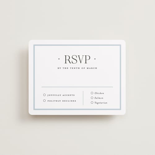 This is a hydrangea rsvp cards with standard by Carolyn MacLaren called dotted classic printing on signature in standard