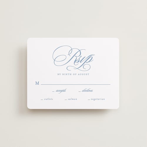 This is a sky rsvp cards with standard by Creo Study called aristocratic printing on signature in standard
