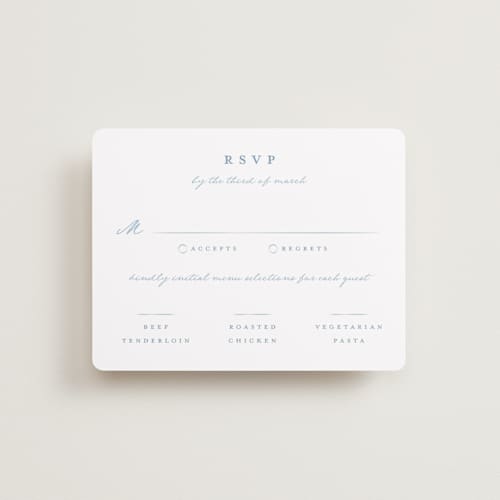 This is a lagoon rsvp cards with standard by Leah Bisch called bow frame printing on signature in standard