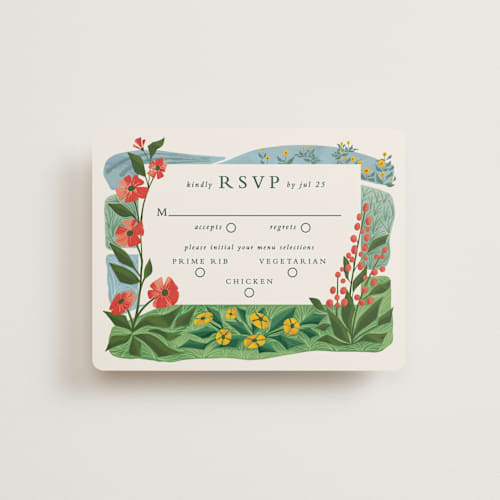 This is a barn rsvp cards with standard by Paper Sun Studio called farm and field printing on signature in standard
