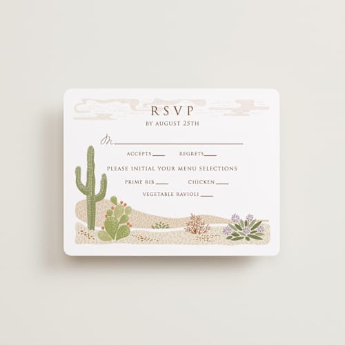 This is a red rock rsvp cards with standard by Paper Sun Studio called westward printing on signature in standard