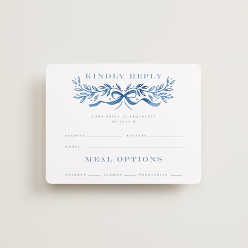 This is a cobalt rsvp cards with standard by Petra Kern called royal printing on signature in standard