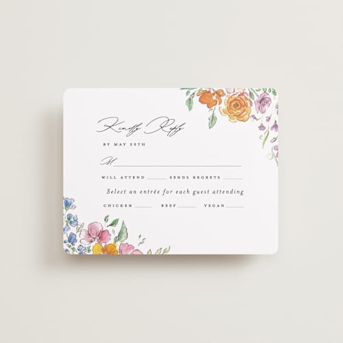 This is a tropical rsvp cards with standard by Itsy Belle Studio called floral pop printing on signature in standard