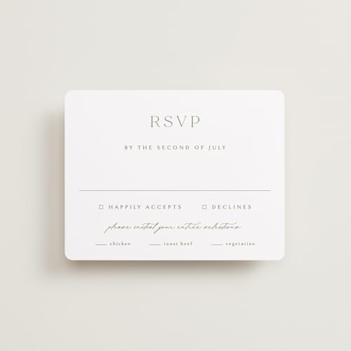 This is a clover rsvp cards with standard by Kelly Schmidt called victoria printing on signature in standard