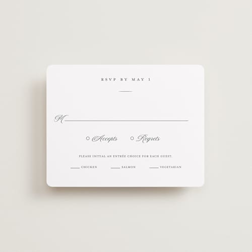 This is a chiffon rsvp cards with standard by Eric Clegg called together always printing on signature in standard