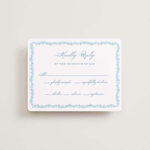 This is a capri rsvp cards with standard by Creo Study called royalty printing on signature in standard