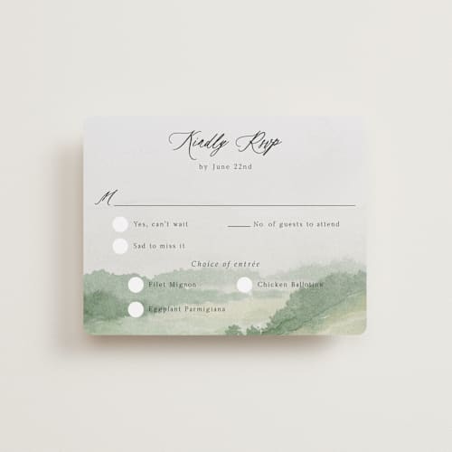 This is a meadow rsvp cards with standard by Elly called the vow printing on signature in standard