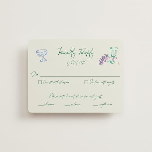 This is a garden rsvp cards with standard by Cass Loh called tablescape drawing printing on signature in standard
