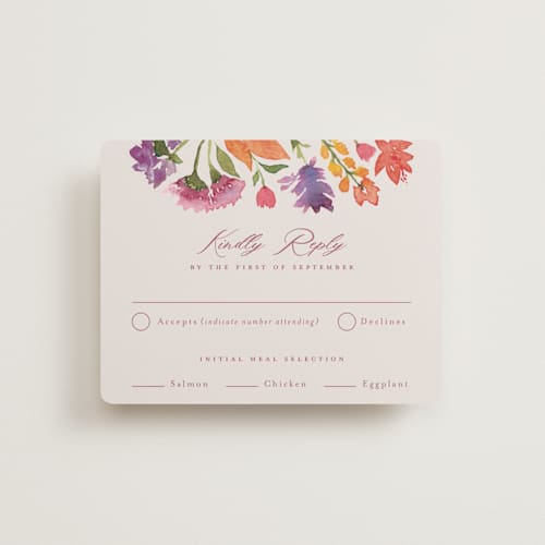 This is a autumn rsvp cards with standard by Pink House Press called crest fall printing on signature in standard