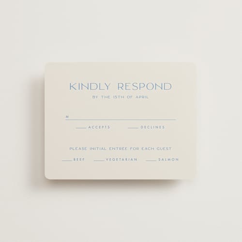 This is a cerulean rsvp cards with standard by Ellen Schlegelmilch called brooklyn printing on signature in standard