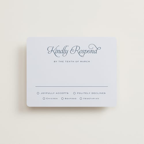 This is a powder rsvp cards with standard by Carolyn MacLaren called modernne printing on signature in standard
