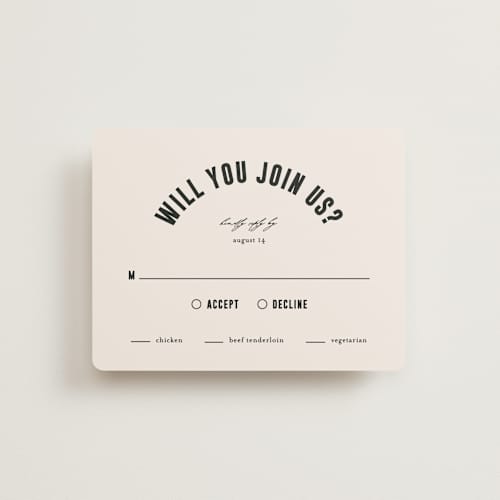 This is a cream rsvp cards with standard by Pixel and Hank called spin printing on signature in standard