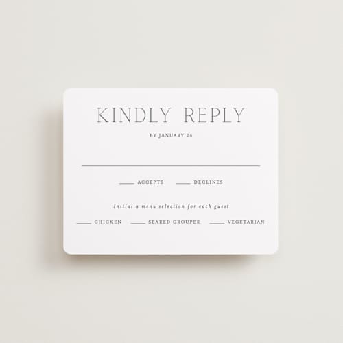 This is a cotton rsvp cards with standard by Vanessa Doyle called in love printing on signature in standard
