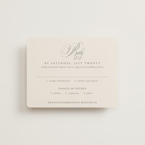 This is a oreo creme rsvp cards with standard by Design Lotus called wonderful tonight printing on signature in standard