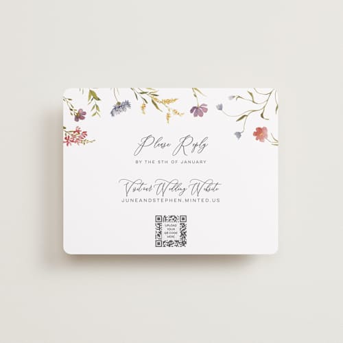 This is a sherbert rsvp cards with standard by Erin Hodges called untied printing on signature in standard