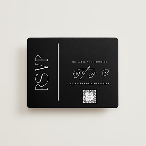 This is a pearl rsvp cards with standard by Christie Garcia called everly printing on signature in standard