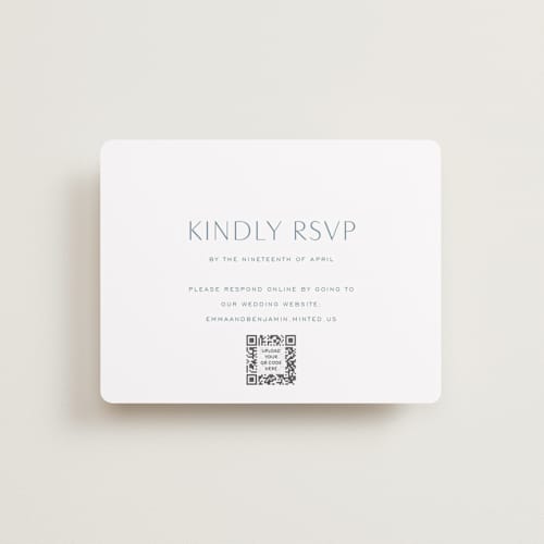 This is a dusty blue rsvp cards with standard by Jennifer Postorino called glide printing on signature in standard