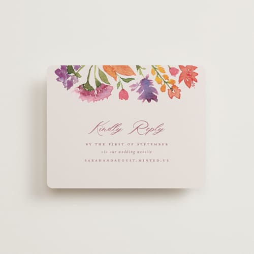 This is a autumn rsvp cards with standard by Pink House Press called crest fall printing on signature in standard