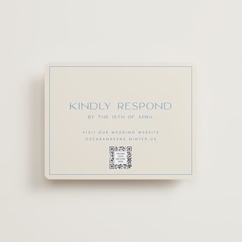 This is a cerulean rsvp cards with standard by Ellen Schlegelmilch called brooklyn printing on signature in standard