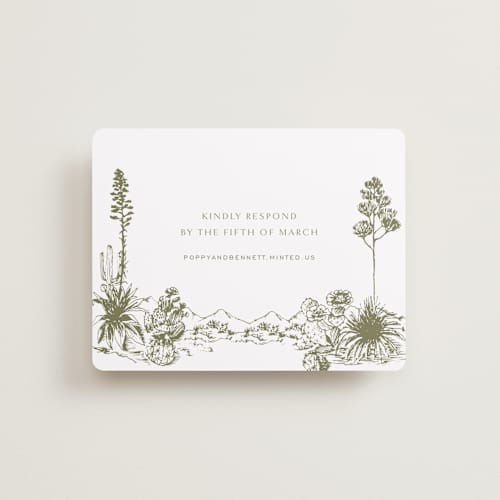 This is a verde rsvp cards with standard by Megan Davis called rancho printing on signature in standard