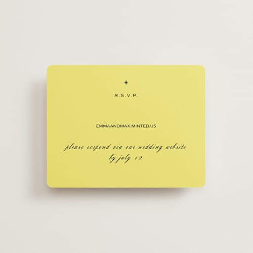 This is a lemon rsvp cards with standard by Ani Somi called in lights printing on signature in standard
