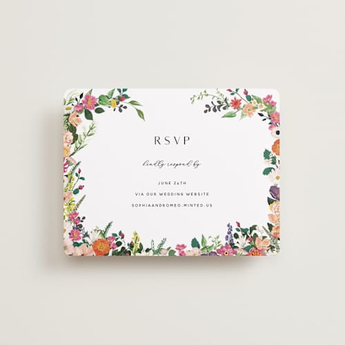 This is a daisy rsvp cards with standard by Susan Moyal called secret garden printing on signature in standard