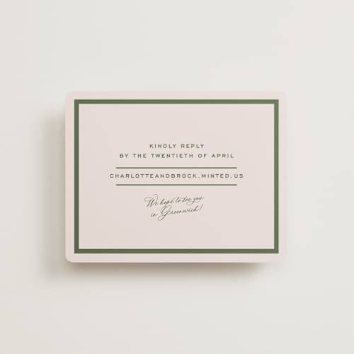 This is a fern rsvp cards with standard by Megan Davis called racquet printing on signature in standard