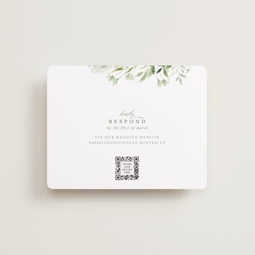 This is a garden rsvp cards with standard by Leah Bisch called verdure printing on signature in standard