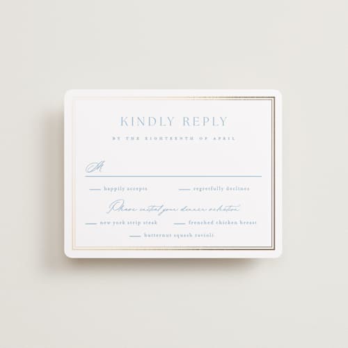 This is a bluebell rsvp cards with foil pressed by Kristie Kern called storybook garden printing on signature in standard