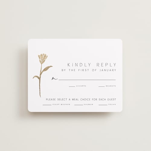 This is a cotton rsvp cards with foil pressed by Amy Kross called perennial printing on signature in standard