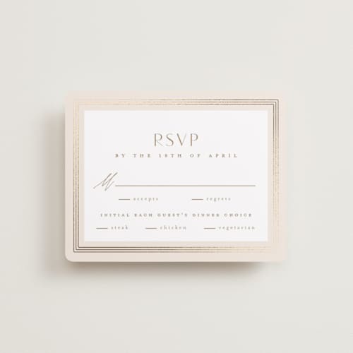This is a latte rsvp cards with foil pressed by Kristie Kern called soleil printing on signature in standard