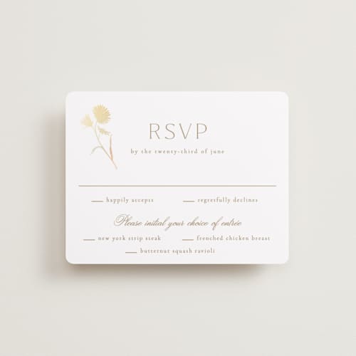 This is a buttercream rsvp cards with foil pressed by Kristie Kern called the romantic printing on signature in standard
