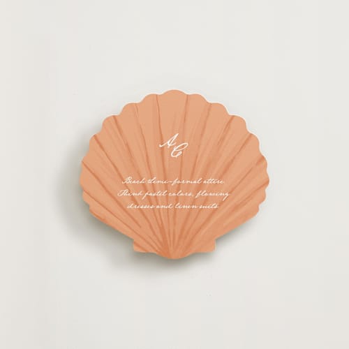 This is a coral insert cards with standard by Angela Garrick called shelly seashell printing on signature in standard