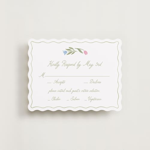 This is a garden rsvp cards with standard by Creo Study called folk garden printing on signature in standard