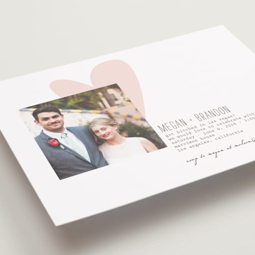 This is a soft pink wedding announcements with standard by Aspacia Kusulas called simply love printing on recycled smooth signature in standard
