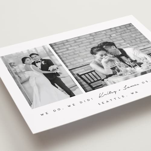 This is a tuxedo wedding announcements with standard by Angela Garrick called meant to be printing on recycled smooth signature in standard