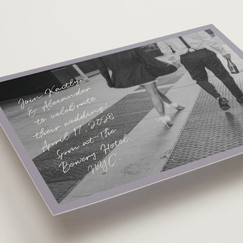 This is a lavender wedding invitations with standard by Adelyn T. called photograph scribble printing on recycled smooth signature in standard