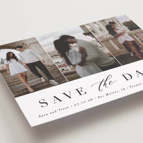 This is a eclipse save the date with standard by Andrea Cernin called minimal elegance printing on recycled smooth signature in standard