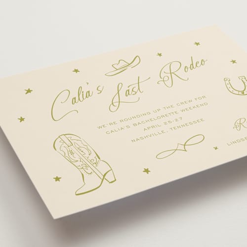 This is a island citrus bachelorette party invitations with standard by Ani Somi called calia printing on signature in standard