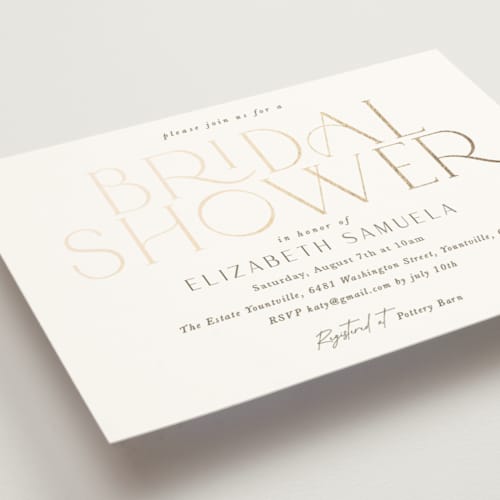 This is a snow bridal shower invitations with foil pressed by Yaling Hou Suzuki called modern take printing on signature in standard